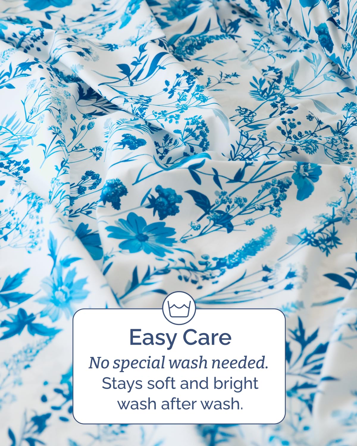 Floral Sheets - White & Blue Bed Sheet Set - 1 Flat, 1 Fitted & 2 Pillowcases w/ Deep Pockets - Comfy, Cozy, Wrinkle & Fade Free - Boho Botanical Bedding - Soft, Breathable & Cooling - King Size Set