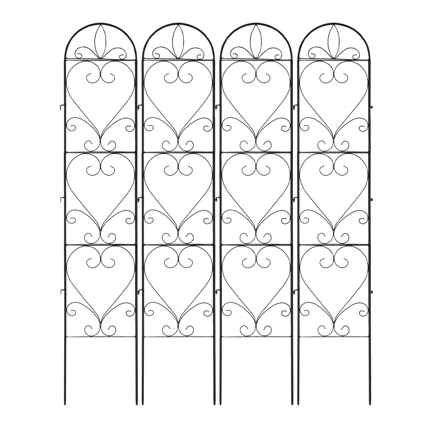 XYCCRX 4PCS Metal Garden Trellis for Climbing Plants Outdoor, Heavy-Duty Cucumber Tomato Trellis for Raised Garden Bed, Decorative Wrought Iron Trellis Arch for Wedding Party Decor