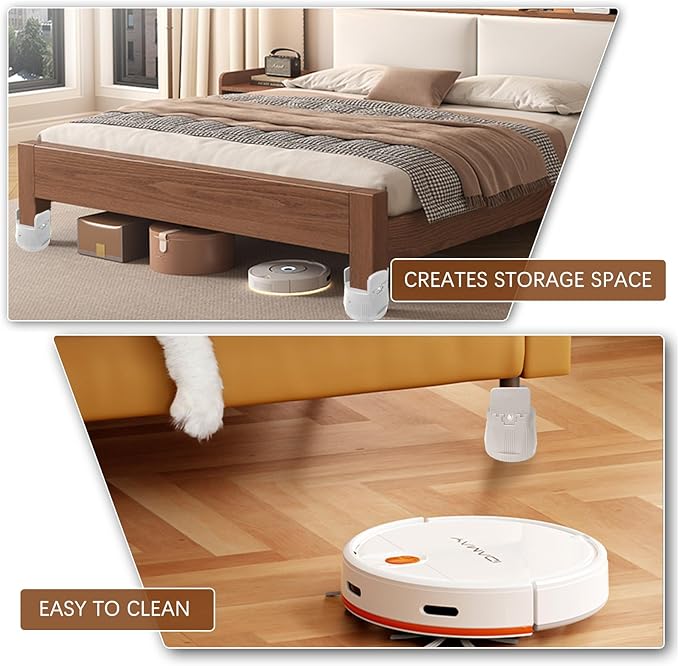 Heavy Duty Bed Risers, Furniture Height Extenders Lifts 2.36"-3.15" Storage
