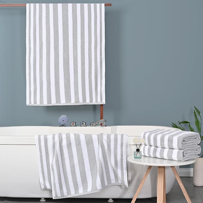 Waffle Bath Towels, Striped Bath Towels