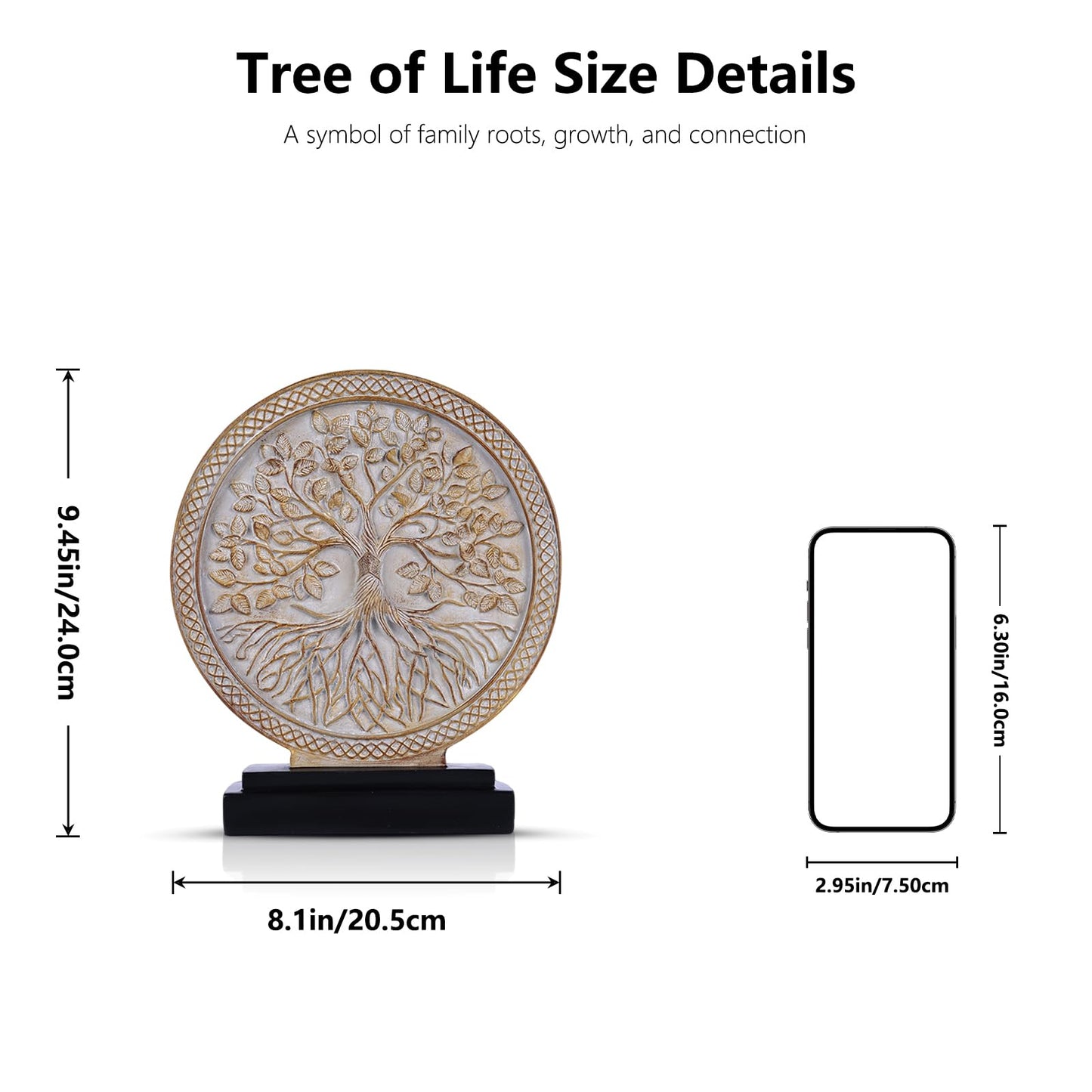 LCCCK Tree of Life Statue, Resin Round Tree Sculpture for Cabinet Decor, Shabby Chic Knick Knacks, Living Room Mantle Entryway Table Top Accent, Symbolic Family Roots Home Decor