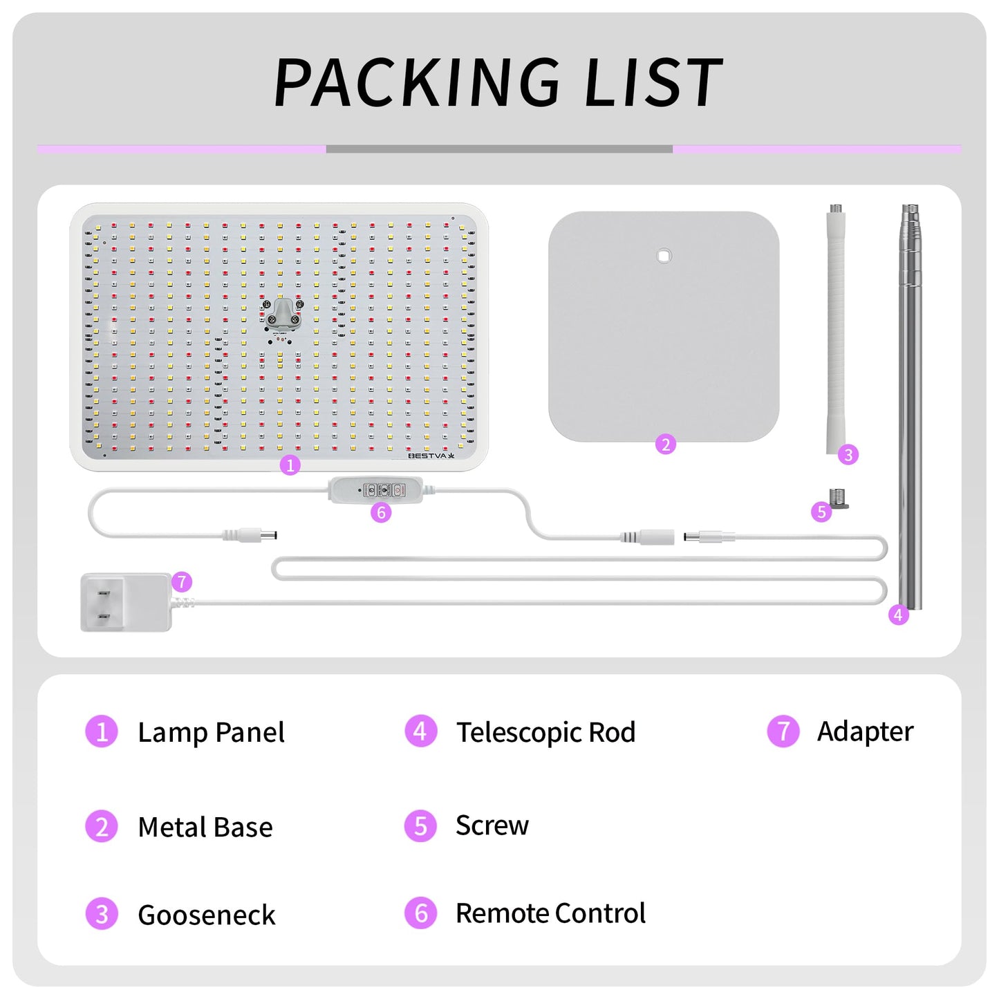 BESTVA 48W Grow Lights for Indoor Plants with Stand, Full Spectrum LED Plant Light for Indoor Plants,12-59 Inches Height Adjustable Growing Lamp with Auto On/Off Timer 4H/8H/12H, 4 Dimmable Brightness