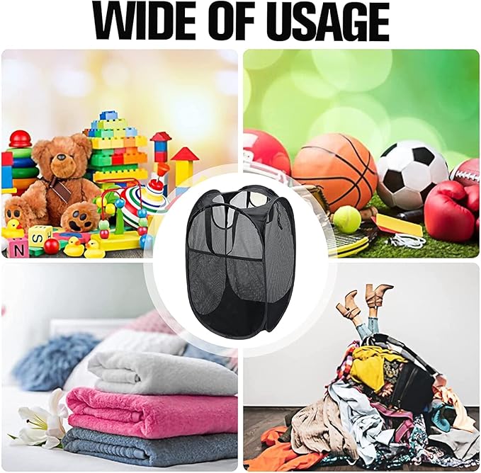 AQQA 9 Pcs Mesh Popup Laundry Hamper Set, Durable Handles, Sturdy Mesh