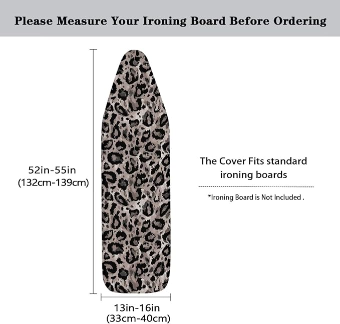 Leopard Print Ironing Board Cover, 15x54 Inch Ironing Board Protector, Standard