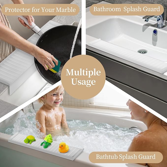 Sink Edge Protector with Suction Cup, Silicone Sink Splash Guard