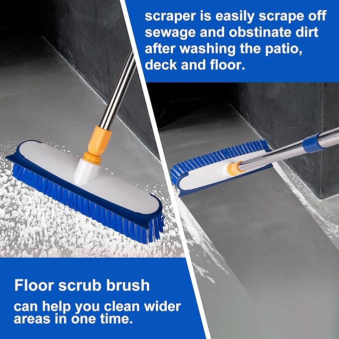 ITTAHO Floor Scrub Brush - 2 in 1 Deck Scrub Brush