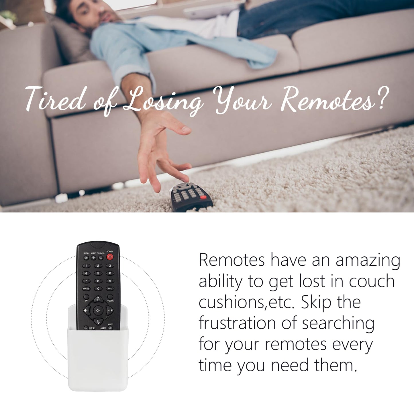 SIBRANT 2 Pcs Remote Control Holder Wall Mount, TV Controller Holder, Self Adhesive Remote Holder, Wall Pen Holder Storage Accessories for Home Office School (White)