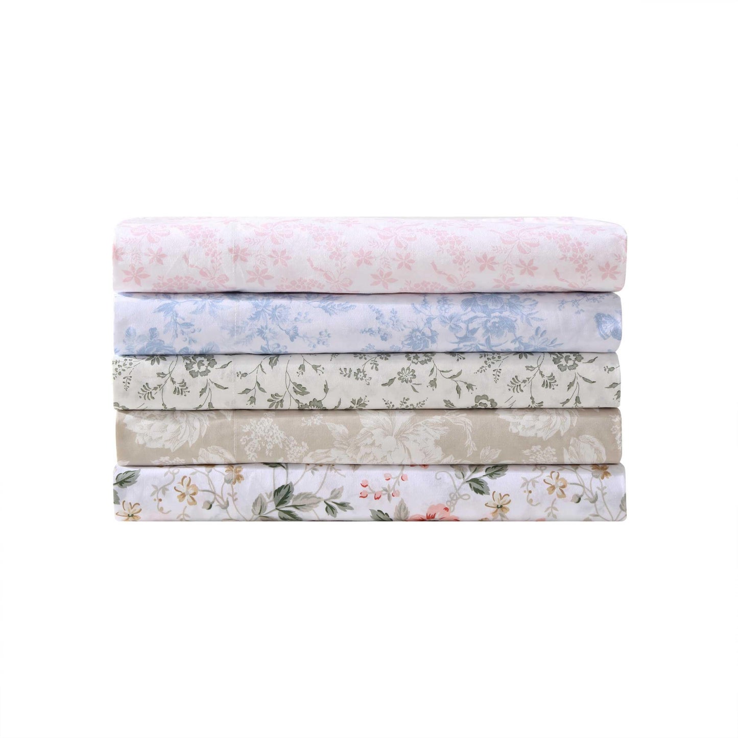 Laura Ashley - King Sheet Set, Crisp & Cool Cotton Percale Bedding with Deep Pockets, Lightweight for Year Round Comfort, Bed Sheets with Matching Pillowcases (Walled Garden Blue)