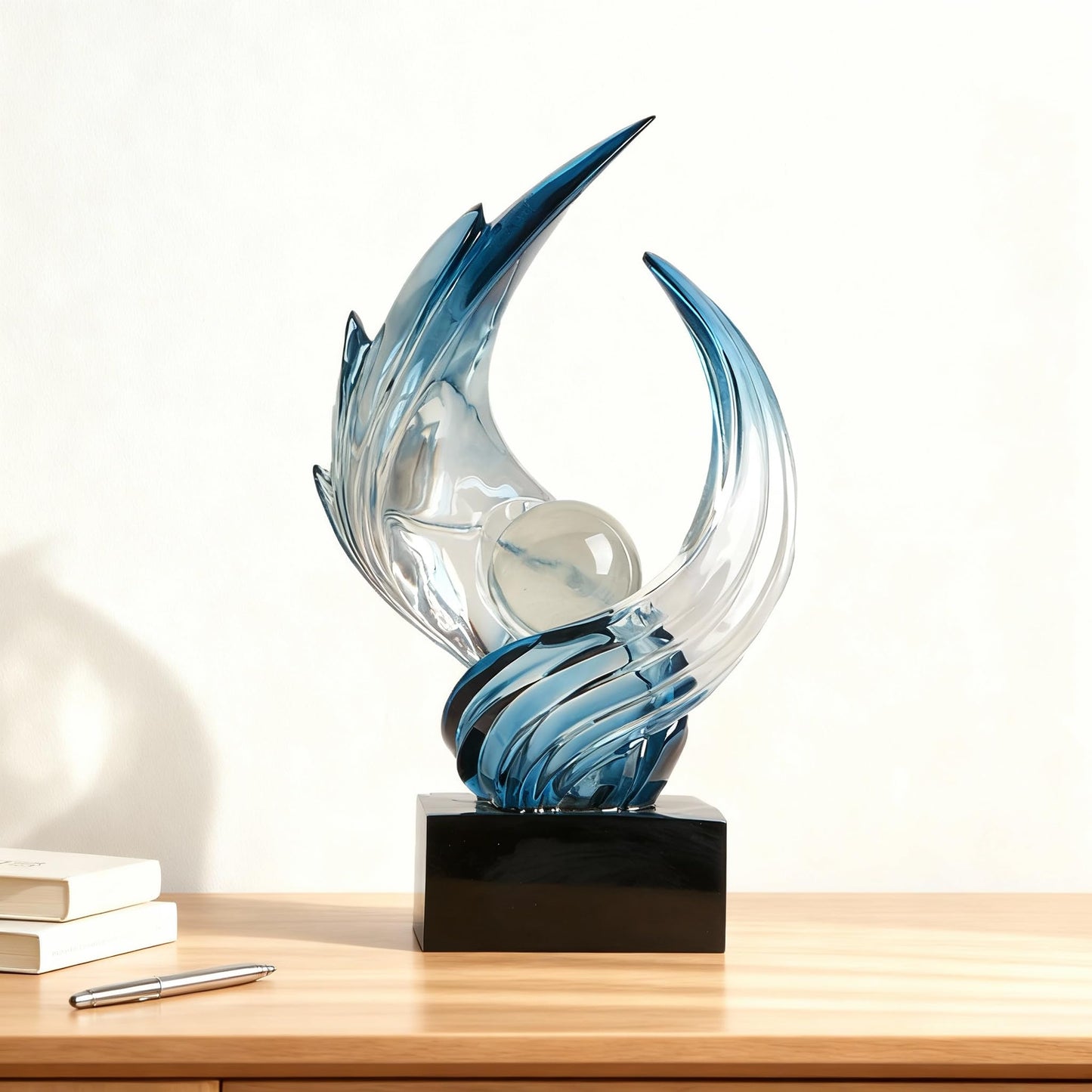 XYQXYQ Abstract Art Sculpture, Resin Gold Decorative Statue, Modern White Ornaments for Living Room, Decorativas Modernas for Coffee Table, Entryway & Office Collectibles (Blue)