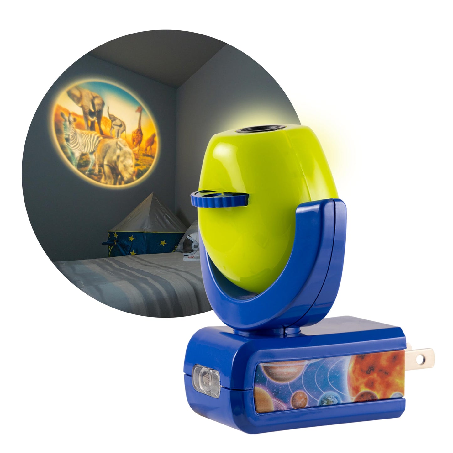 Projectables Six Image LED Plug-In Night Light, Light Sensing, Auto On/Off, Projects Solar System, Earth, Moon, Safari, Aquarium, and Coral Reef on Ceiling, Wall, or Floor 13347