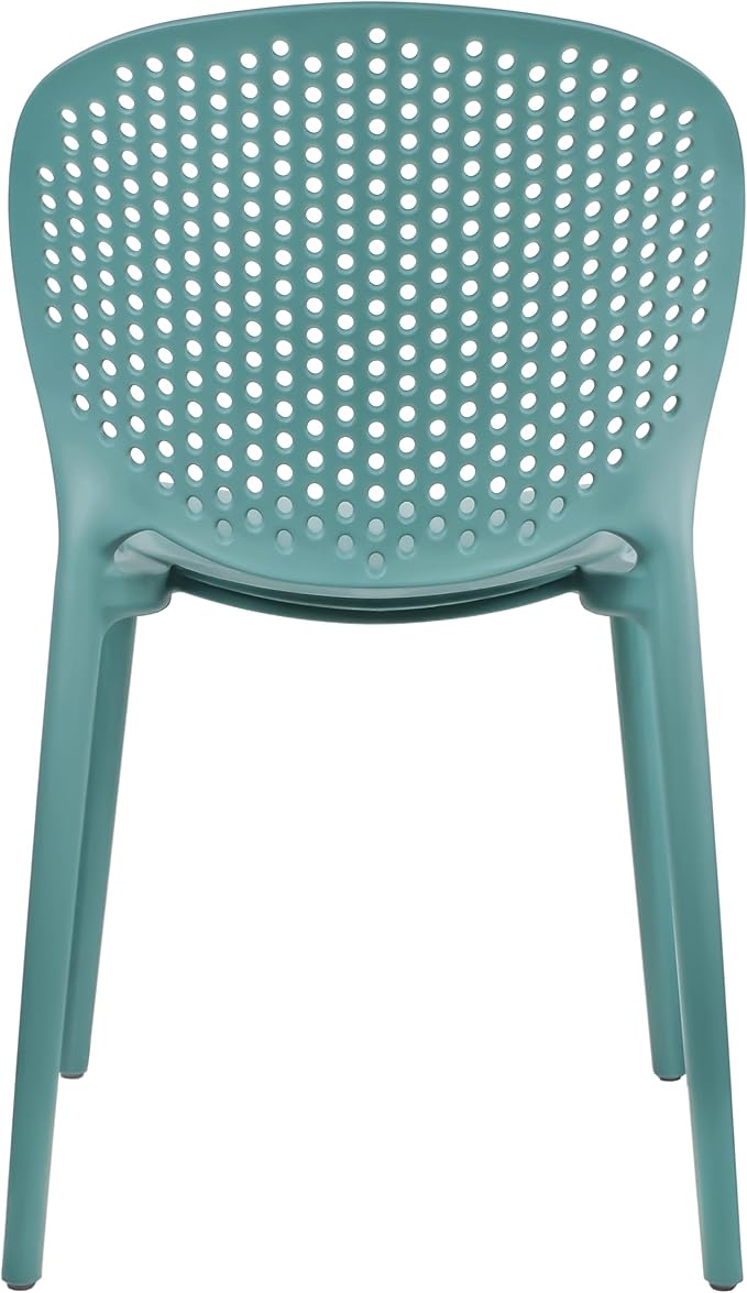 2xhome Set of 3 Patio Dining Chairs | Modern Stackable Outdoor Pool Side Chair | Weather Resistant Plastic for Yard, Porch, Balcony, Kitchen, Teal