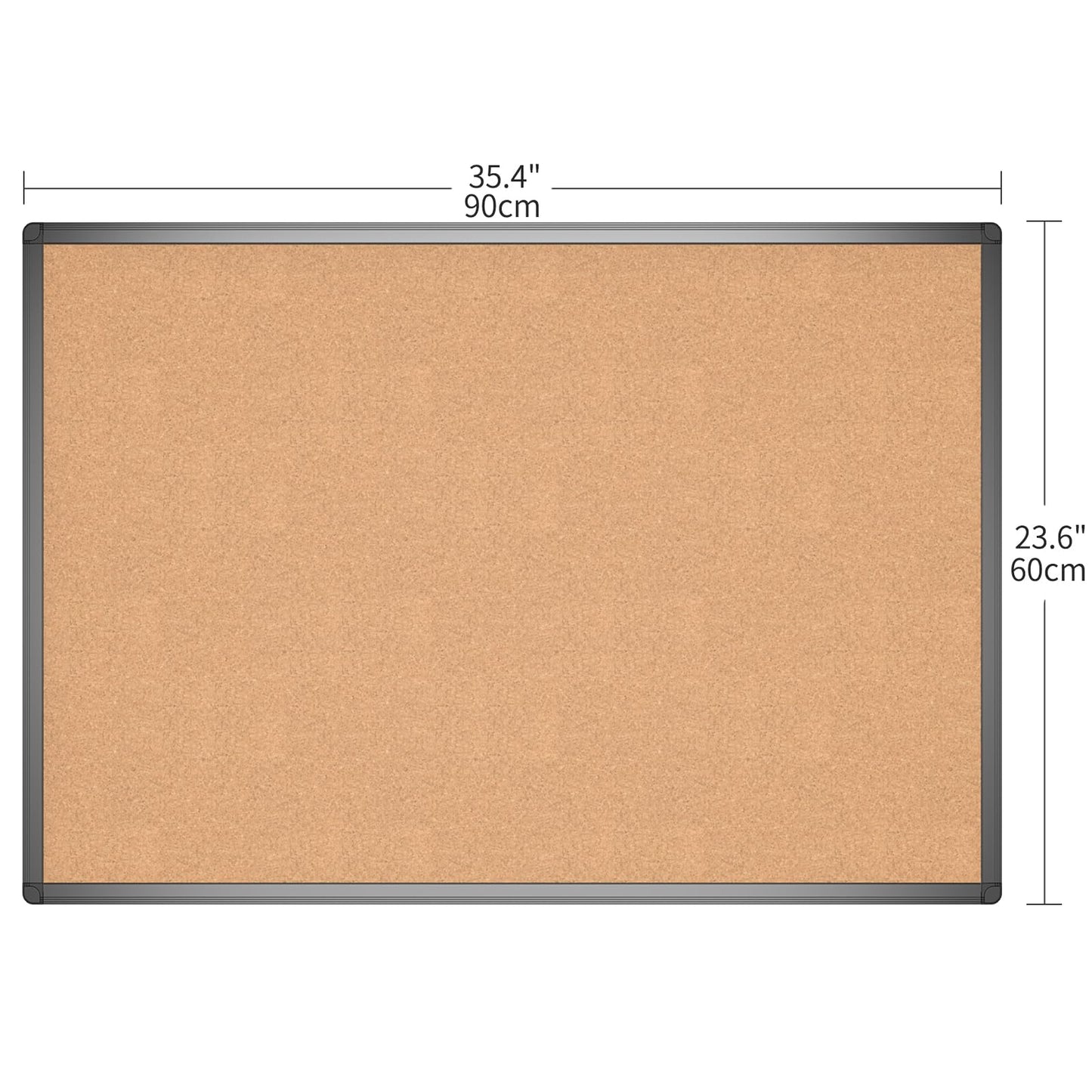 VIZ-PRO Cork Notice Board, 90 X 60 cm, Cork Bulletin Board with Black Aluminium Frame