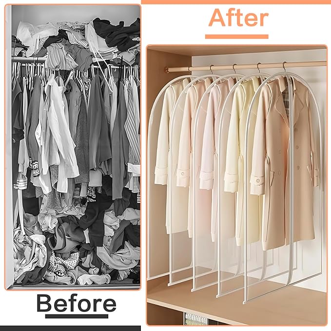 Clear Garment Bags for Hanging Clothes Travel Suit Bags for Closet Storage