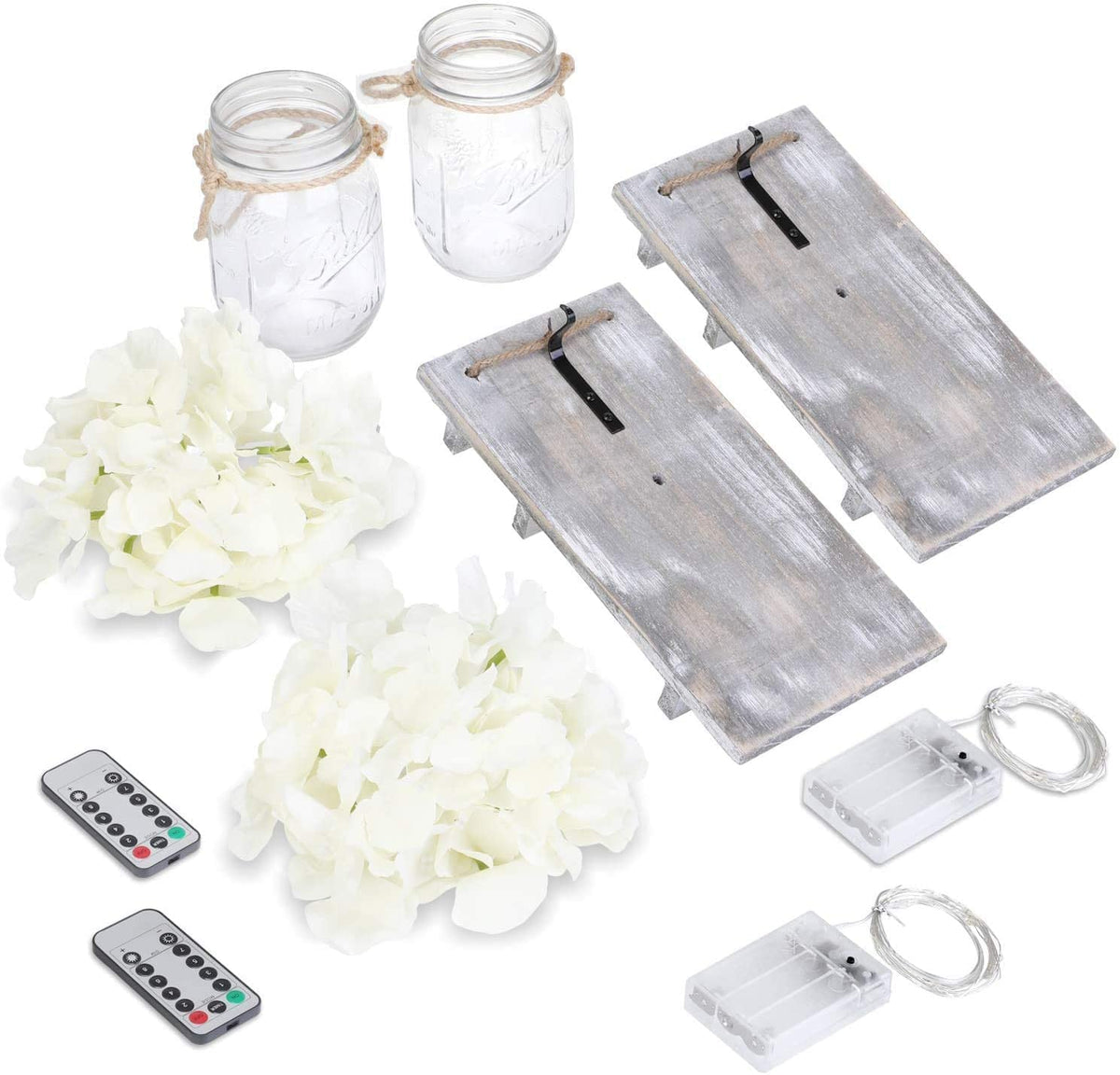 Lightess Mason Jar Wall Lights with Remote Control, Rustic Bedroom Wall Decor, Hanging Battery Powered Jar Sconce with LED Fairy Lights for Farmhouse Decor, SYA11 (Set of 2)