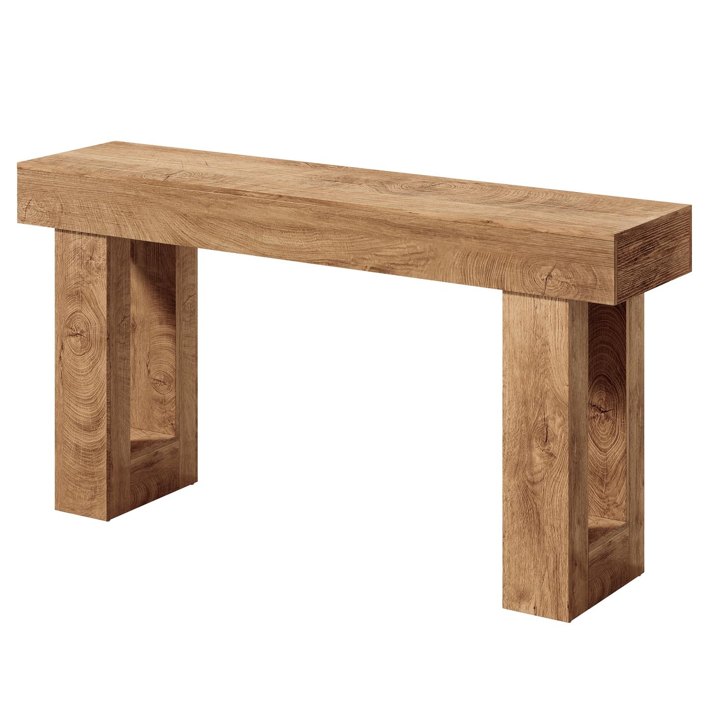 LITTLE TREE 63 Inches Long Console Table for Entryway, Sofa Table Behind Couch, Wooden Entry Table Foyer Hallway Table, Industrial Console Sofa Table for Living Room, Oak Color