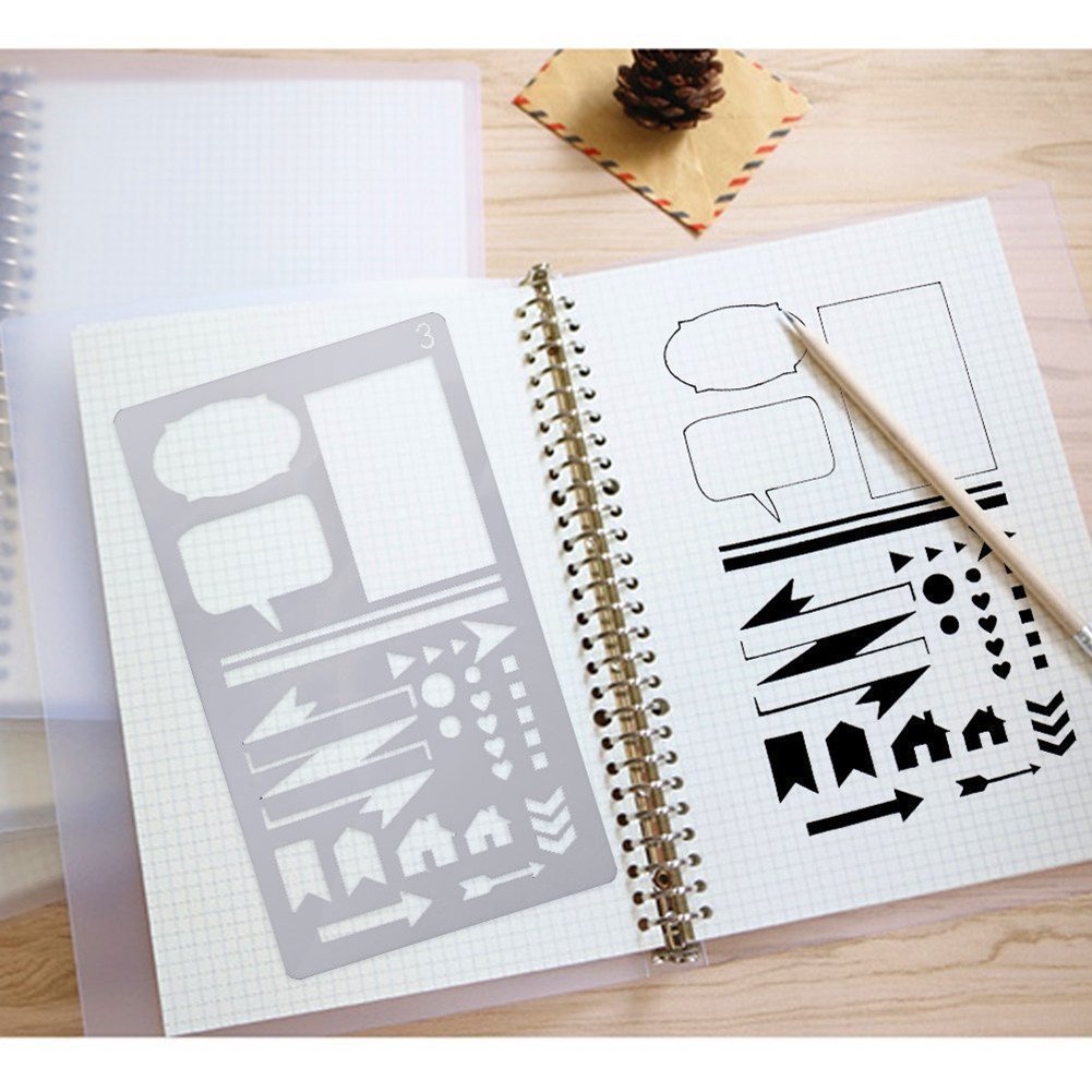 30 PCS Journal Stencils, Planner Stencils for Junk Journal Notebook Diary Scrapbook DIY Drawing Template Journal Stencil 4x7 Inch