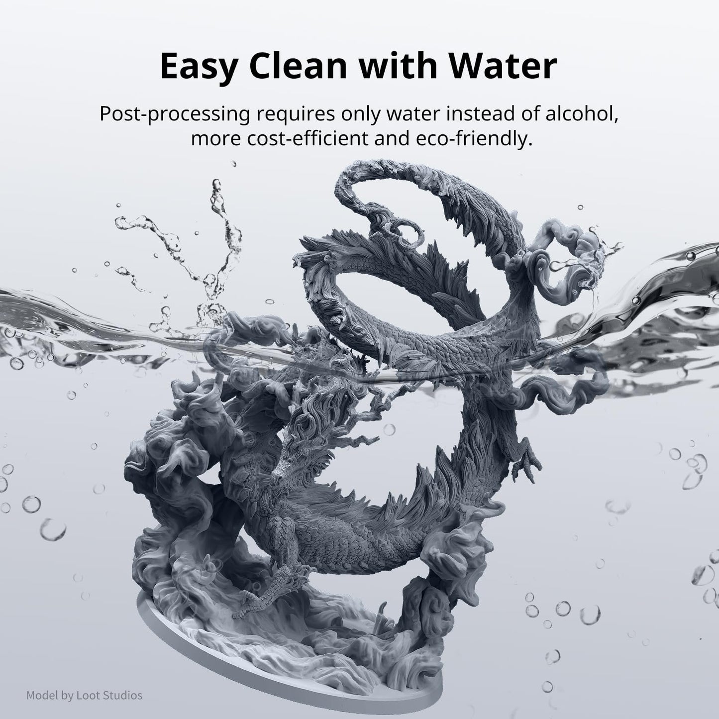 ANYCUBIC Water Washable 3D Printer Resin 2.0 with Easy Post-Processing, High Precision and High Resilience, Low Odor and Anti-Yellowing 3D Resin for LCD/DLP Printers(Grey,1kg)