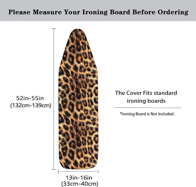Leopard Print Ironing Board Cover and Pad 15 X 54 Thick Padding