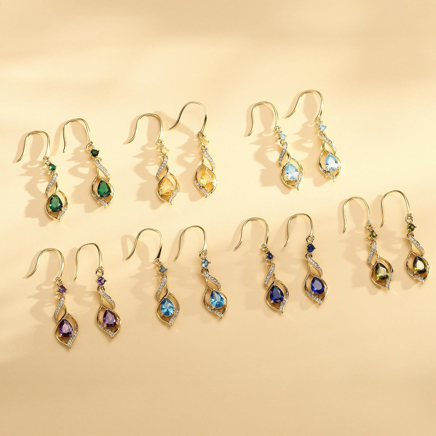 FANCIME 14K Gold Plated September Birthstone Dangle Earrings for Women Teardrop Sapphire Earrings S925 Sterling Silver infinity Love Birthday Gifts for Mom Women