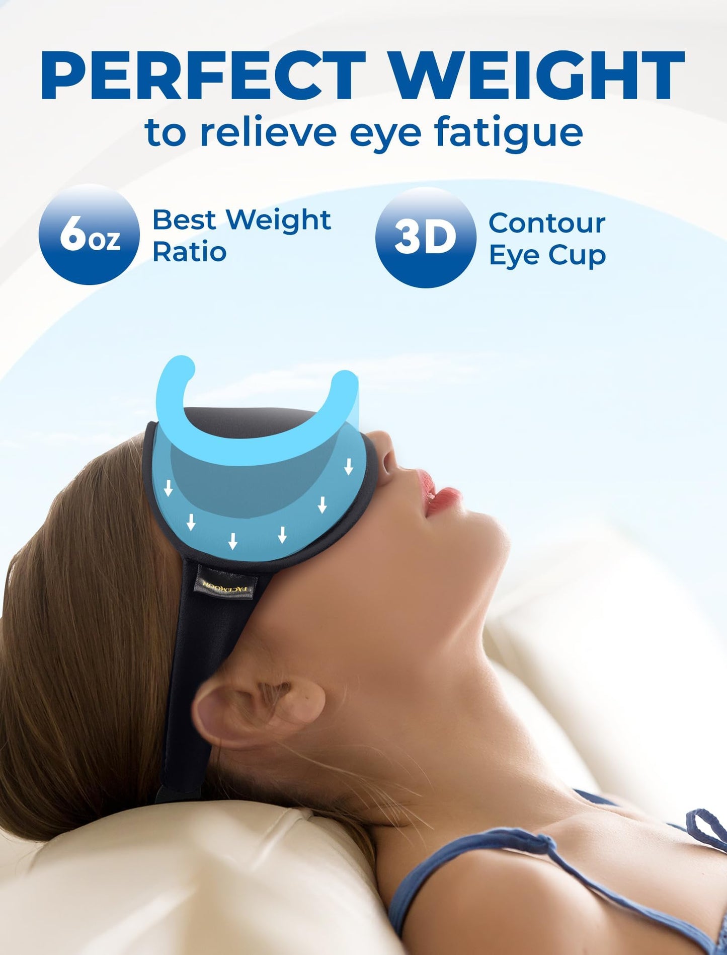 3D Cooling Gel Sleep Mask for Women & Men – 6oz Weighted Eye Mask for Sleeping, 100% Blackout, Ice Cold Gel, Migraine & Headache Relief, Eye Care, Deep Relaxation, Airplane Travel Essentials, Gift