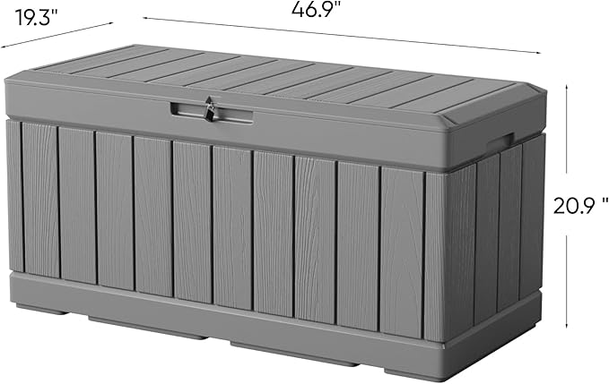 Greesum 82 Gallon Resin Deck Box All Weather Large Outdoor Storage for Patio Furniture, Toys, Garden Tools, Lockable, Dark Gray