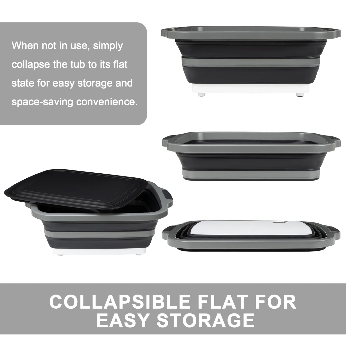 Tiawudi Large Collapsible BBQ Prep Tub with Lid(4.22 Gal/16L), Foldable Camping Sink with Colander, Cutting Board, Dish Basin for Kitchen, Bowl, Vegetable and Fruit, Storage Basket for Picnic