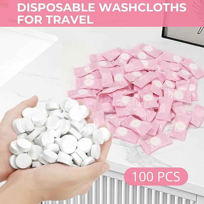 Classycoo 200 PCS Disposable Compressed Towels Tablets- Individually Wrapped