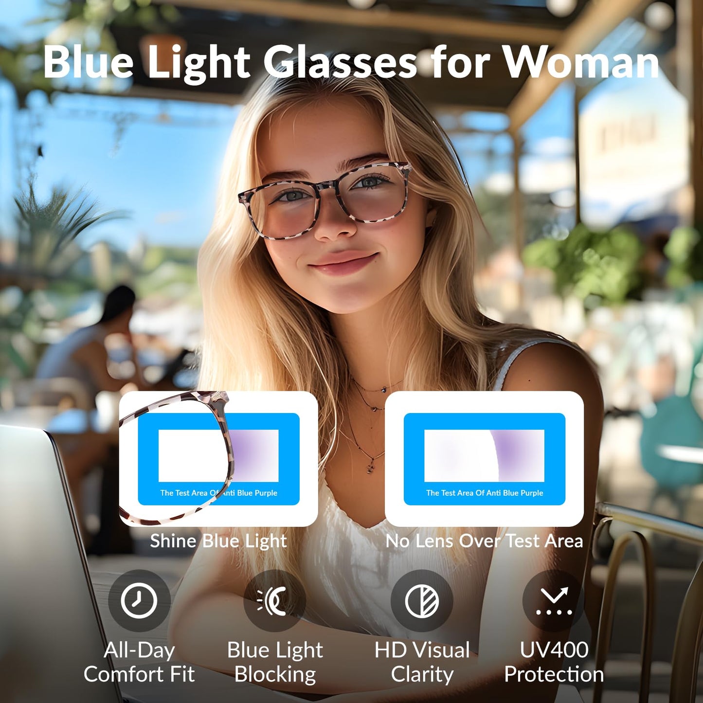WINTOO Blue Light Glasses for Woman Men | 99% Blue Light Blocking Glasses for Computer Gaming TV Phone Screen Square Frame | Anti Eyestrain & UV Glare Protection - 5 Pair
