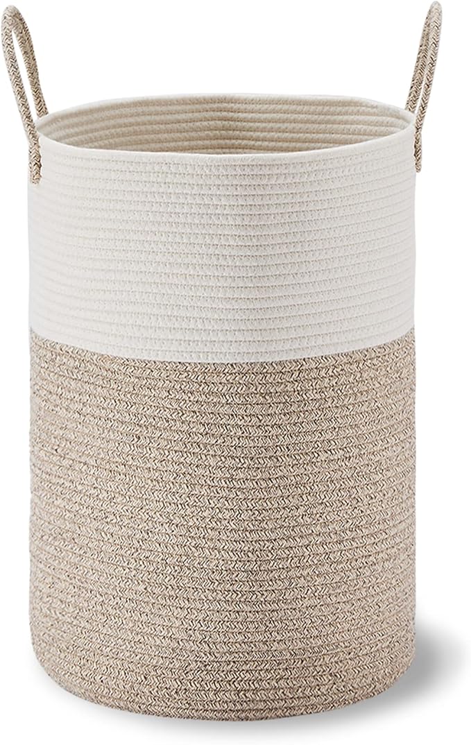 VIPOSCO Large Laundry Hamper, Tall Woven Rope Storage Basket