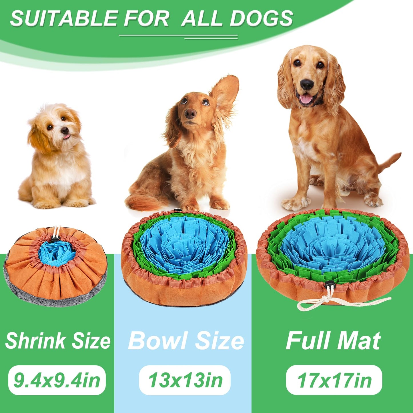 Vivifying Snuffle Mat - Durable, Washable Interactive Game Toy for Large Dogs and Puppies (18in / 46cm Diameter)