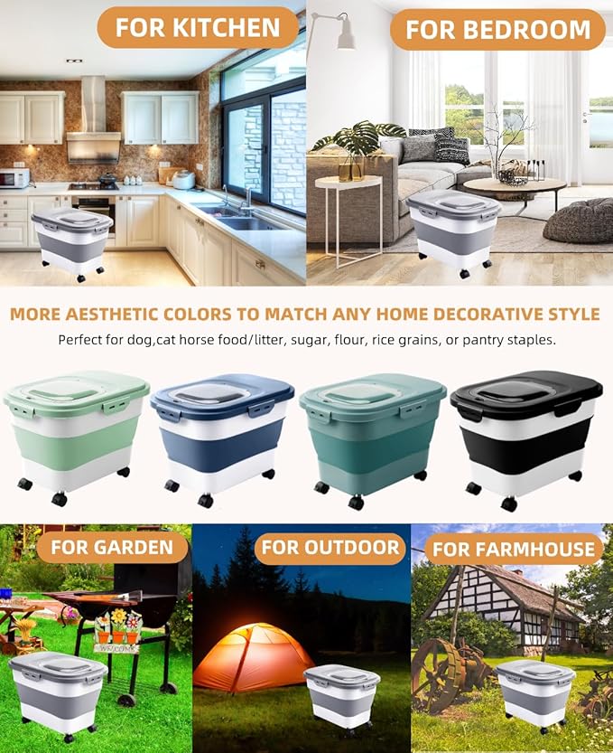 20-30 Lbs Rice Storage Container, Collapsible Food Storage Containers