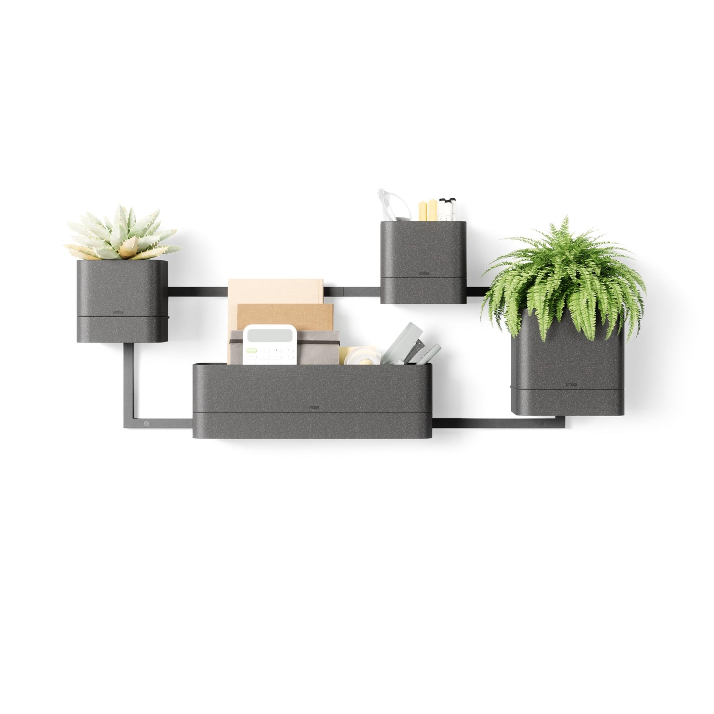 Umbra Cubiko Wall Planter with 4 Lightweight and Durable Pots (Black)