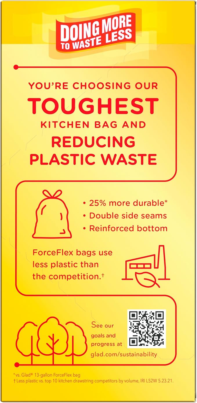 Glad Tall Kitchen Trash Bags 13 Gallon, MaxStrength Beachside Breeze Garbage