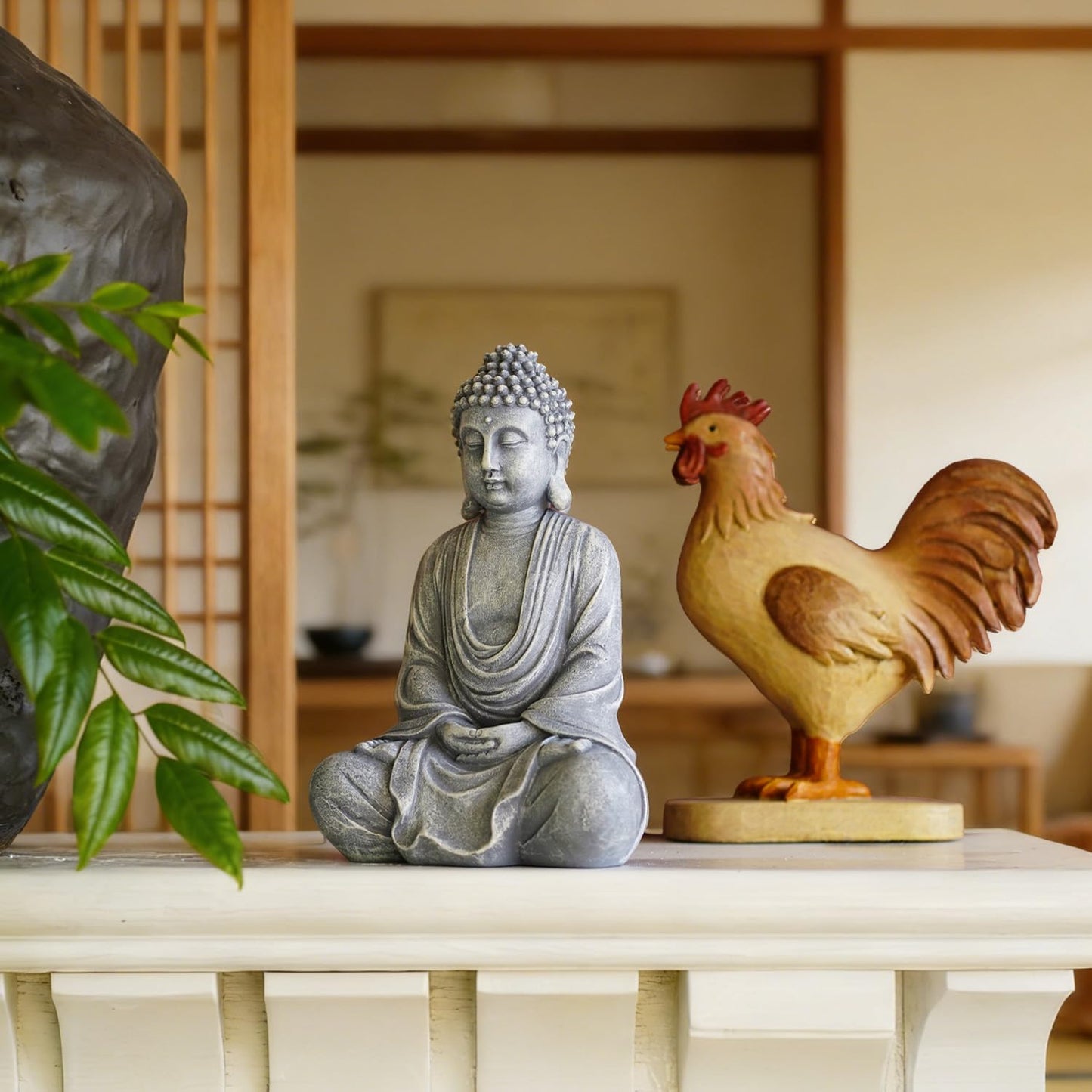 Goodeco 11.4" Meditating Buddha Statue Home Decor - Meditation Gifts for Room/Garden/Patio/Deck/Porch Yard Art Decoration, Zen Decor Buda Statues (Gray)