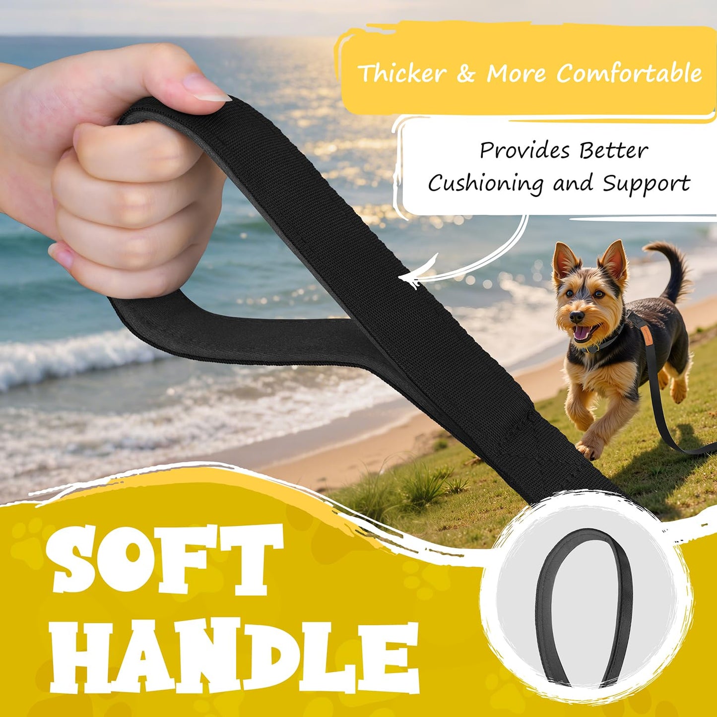 Looxmeer Training Leads for Dogs, 10m/33ft Nylon Long Line Dog Lead for Large Medium Small Dogs, Recall Obedience Dog Training Lead, Padded Handle & Storage Bag, Pet Leash for Tracking Camping Walking