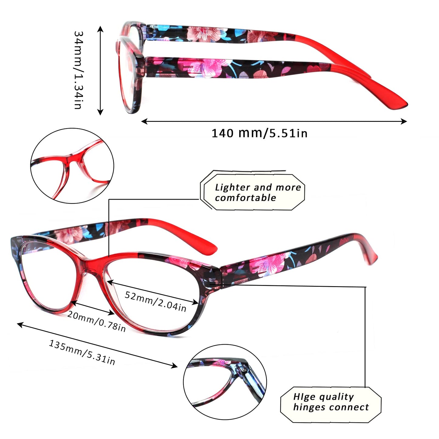 SIGVAN Ladies Cat Eye Reading Glasses 5 Pairs Blue Light Blocking Spring Hinge Fashion Pattern Print Readers for Women (colorful, 4.00, multiplier_x)