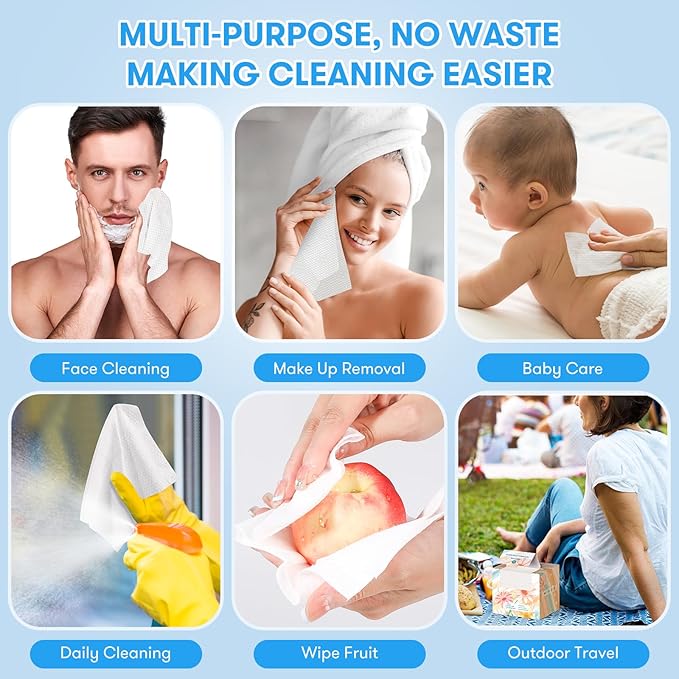 Disposable Face Towel, XL Unscented Facial Towelettes Soft Thick Absorbent