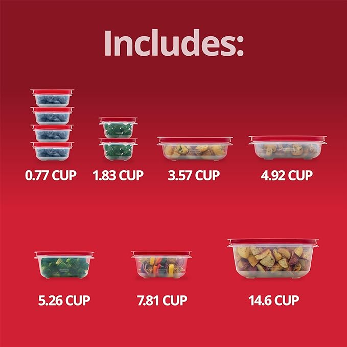 Rubbermaid EasyStore Rectangle and Square Containers, 22-Piece Set, Food