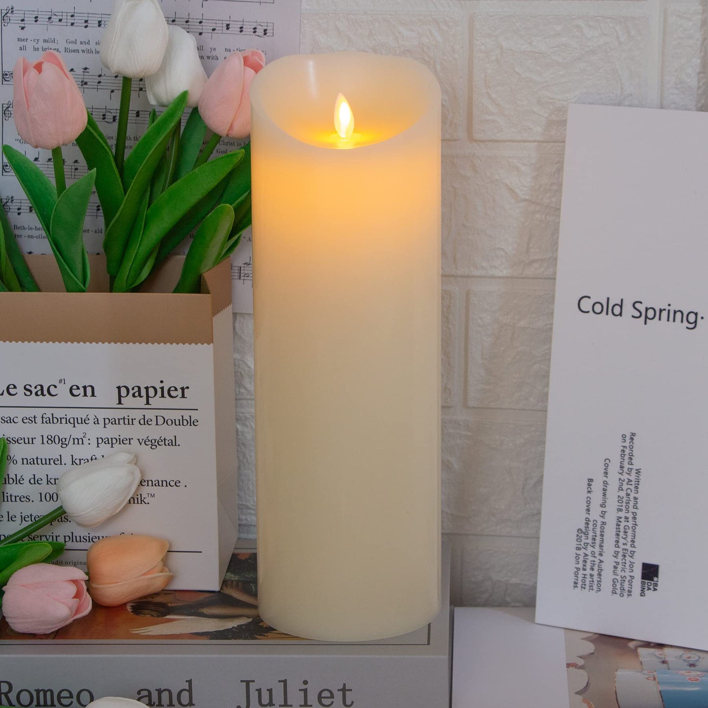 Mavandes 10x30cm Flameless Flickering Candles with Remote,Real Wax LED Battery Operated Pillar Candles with Timer,Ivory Long Lasting Fake Electric Moving Wick Flameless Candles for Home Decor