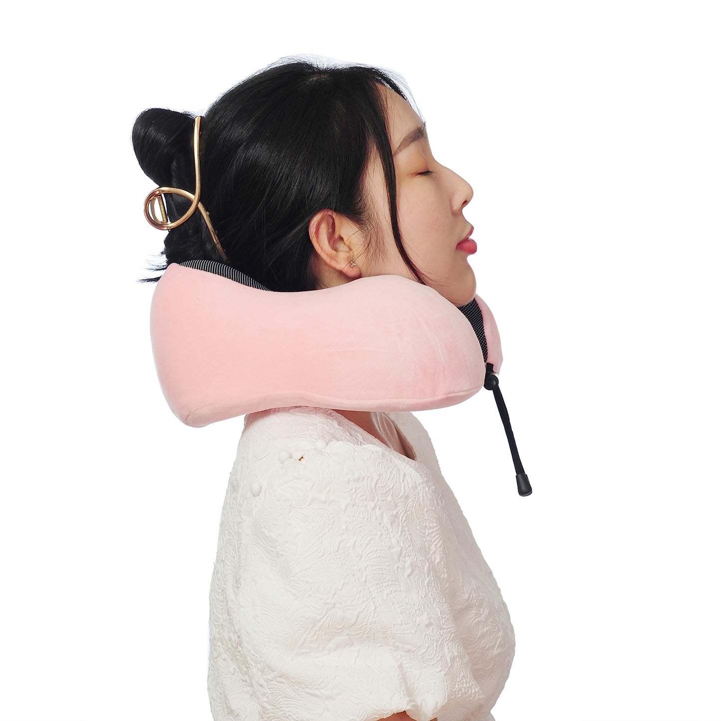 Memory Foam Travel Pillow, Neck Pillow with 360-Degree Head Support, Comfortable and Lightweight, Ideal for Sleeping on Airplane, Car, Train, Bus and Home Use, Comes with Storage Bag (Black)