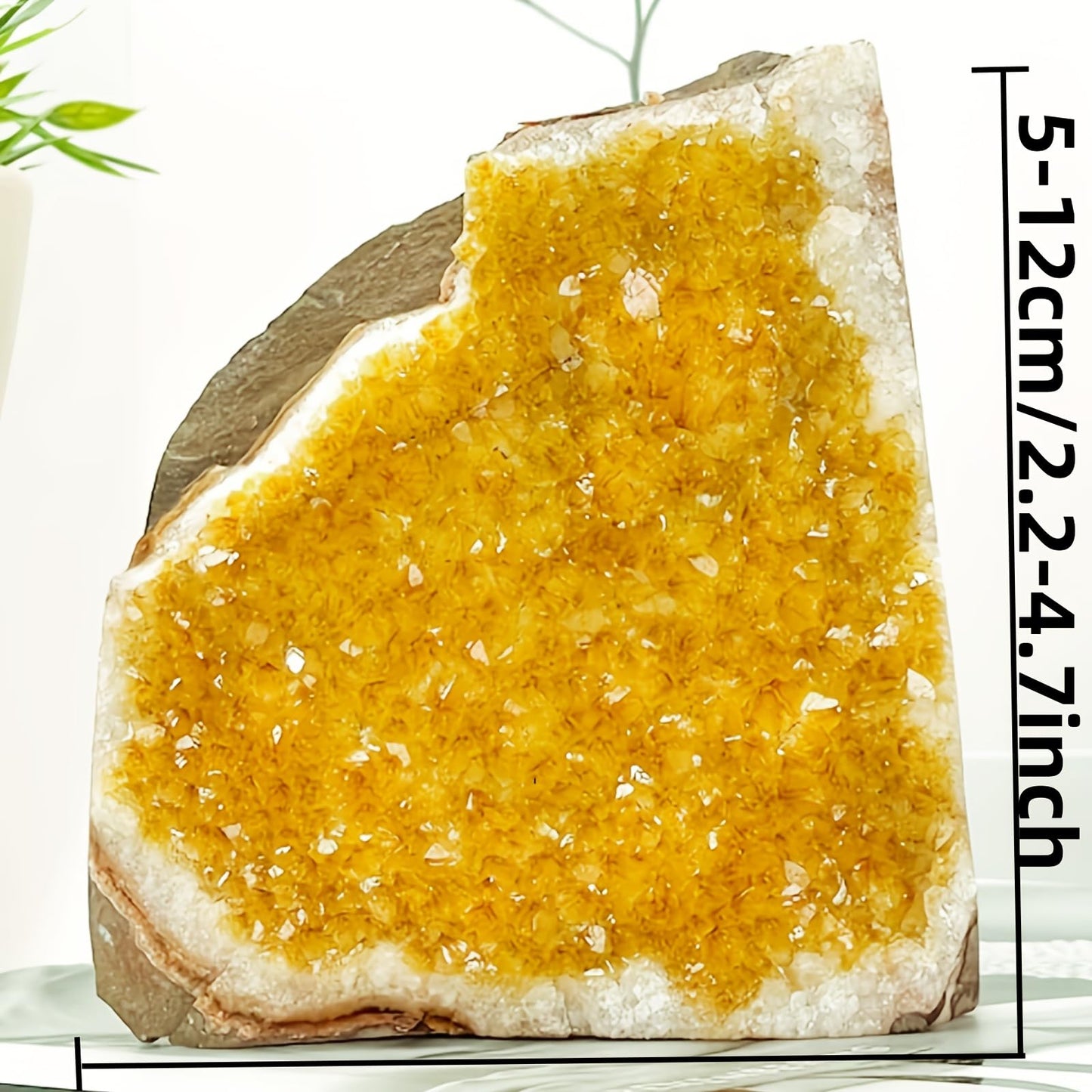 CrystalHola 1Pc Yellow Geode Crystal Cluster 200-300g (0.44-0.66lb) for Meditation, Home Decoration, Crystal Collecting, Feng Shui Ornaments