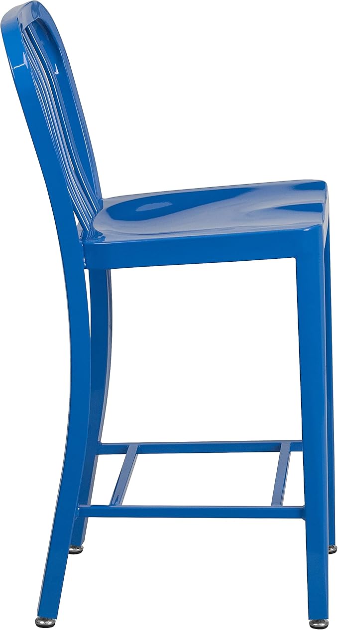 Flash Furniture Commercial Grade 24" High Blue Metal Indoor-Outdoor Counter