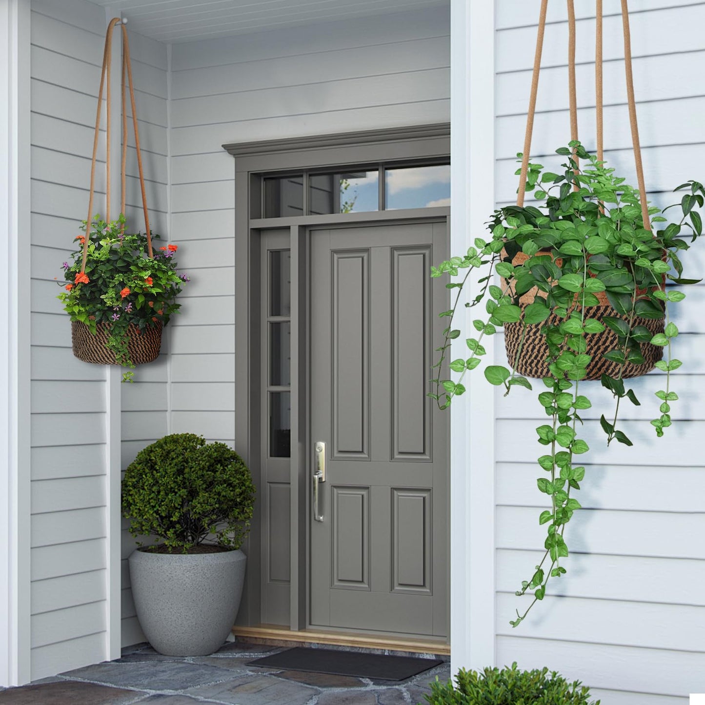 TIGKHAE Hanging Planter Basket 2 Pack Jute Hanging Plant Holder Handmade Boho Plant Hangers Rope Woven Hanging Plant Holder Modern Storage Organizer Plant Hangers for Indoor Home Decor