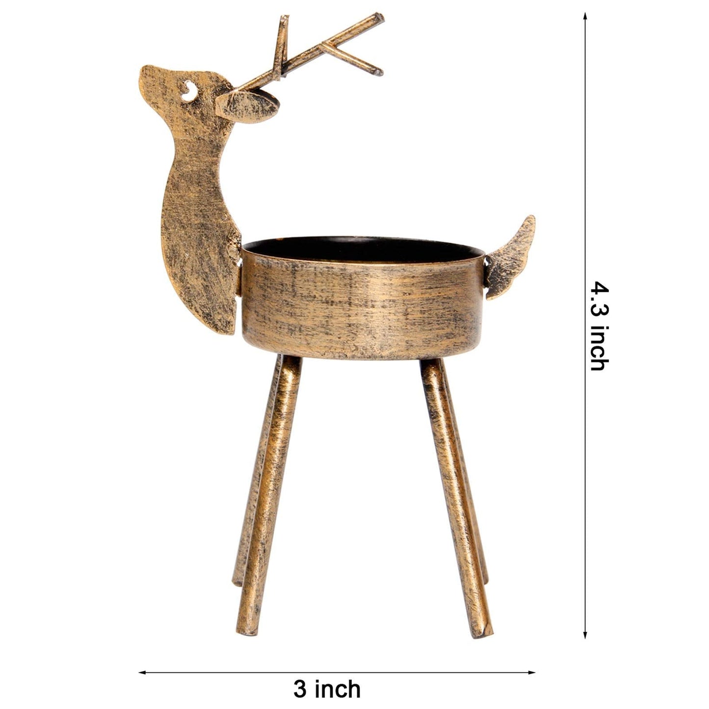 Juegoal Reindeer Tealight Candle Holders, Set of 6 Christmas Decorations Standing Iron Metal with Rustic Bronze Finish, Durable and Rust-Proof Candlestick Holiday Tabletop Centerpiece and Display