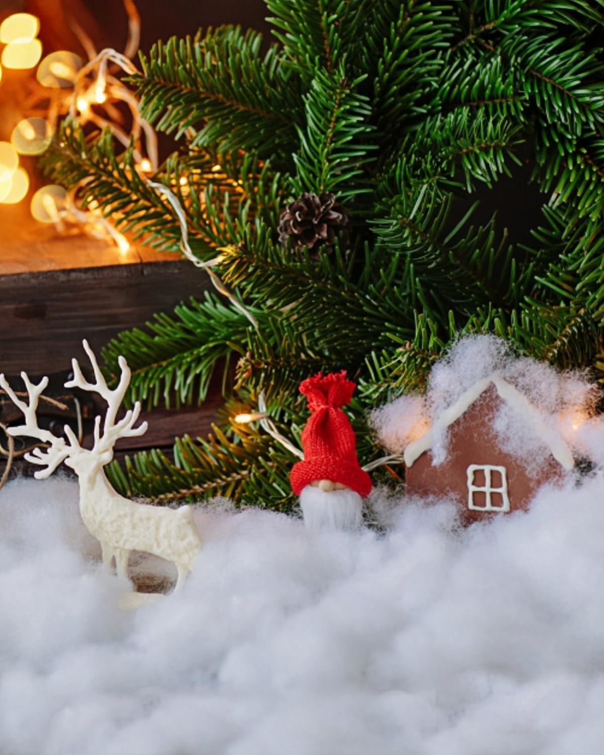 Pextian Christmas Fake Snow Decor, Artificial Snow Fluff Decoration, Cotton Snow for Winter Village, Flame Resistant Indoor Snow Blanket for Nativity, Christmas Decoration(5.6 OZ)