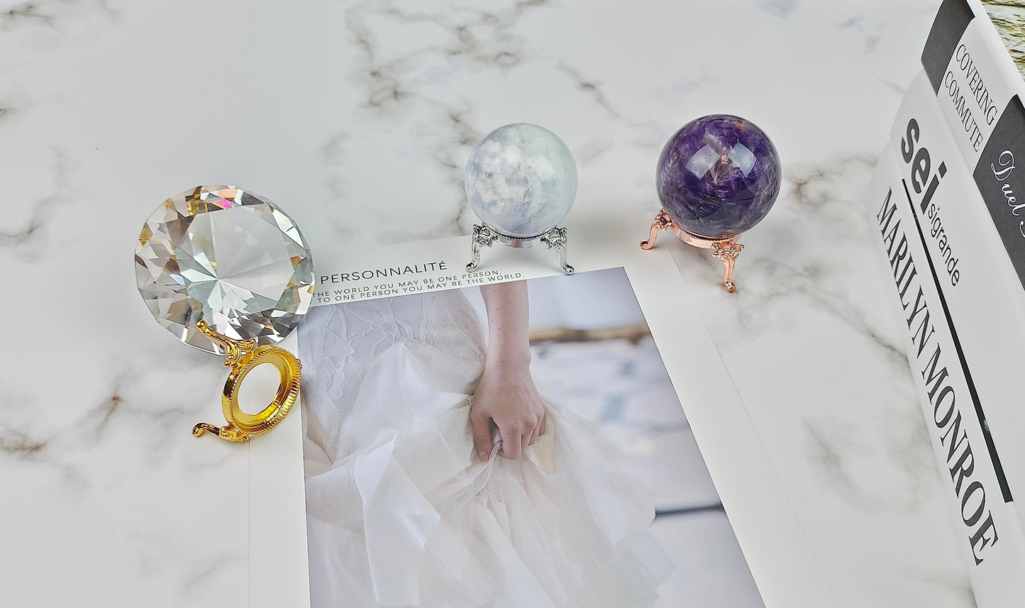 OmyLens 9Pcs Crystal Ball Stand for Display Crystal Glass and Natural Rocks, Sphere Display Holder, for 50mm-100mm Sphere or Stone
