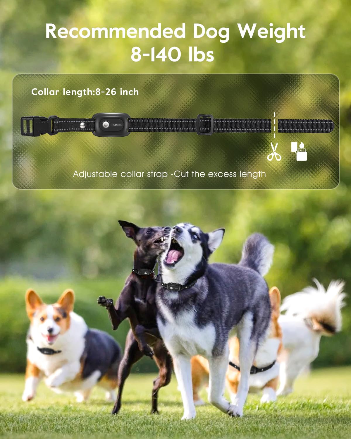 SLOPEHILL Dog Shock Collar,4200FT Dog Training Collar with Remote,IPX8 Waterproof E-Collar with Beep,Vibration,Shock,Flash Light,No Shock Mode,Electric Shock Collar for Small Medium Large Dogs,Black