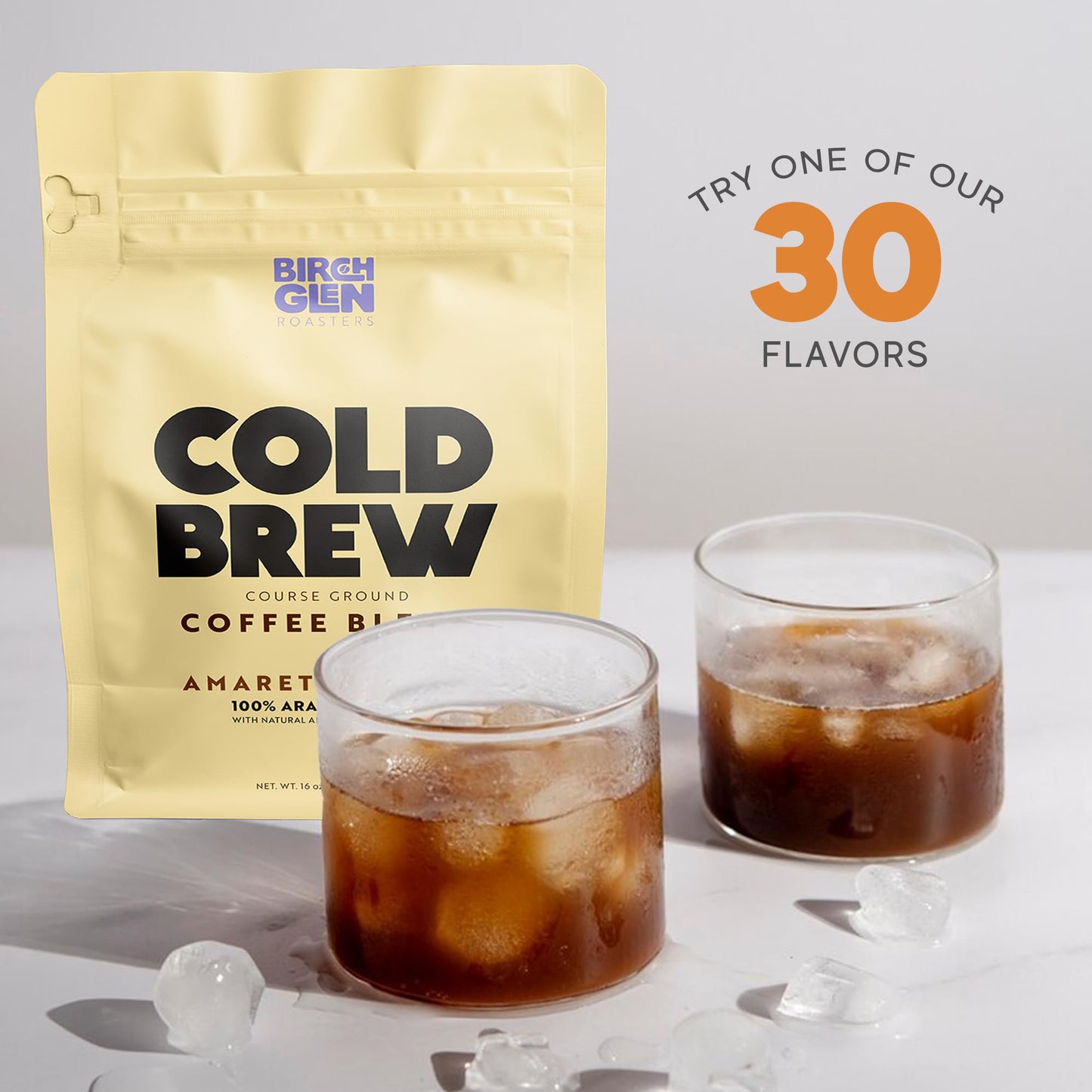 1 lb Medium Roast Cold Brew Coffee, Coarse Ground Coffee, by Birch Glen Roasters, 16 oz Resealable Bag, 100% Arabica