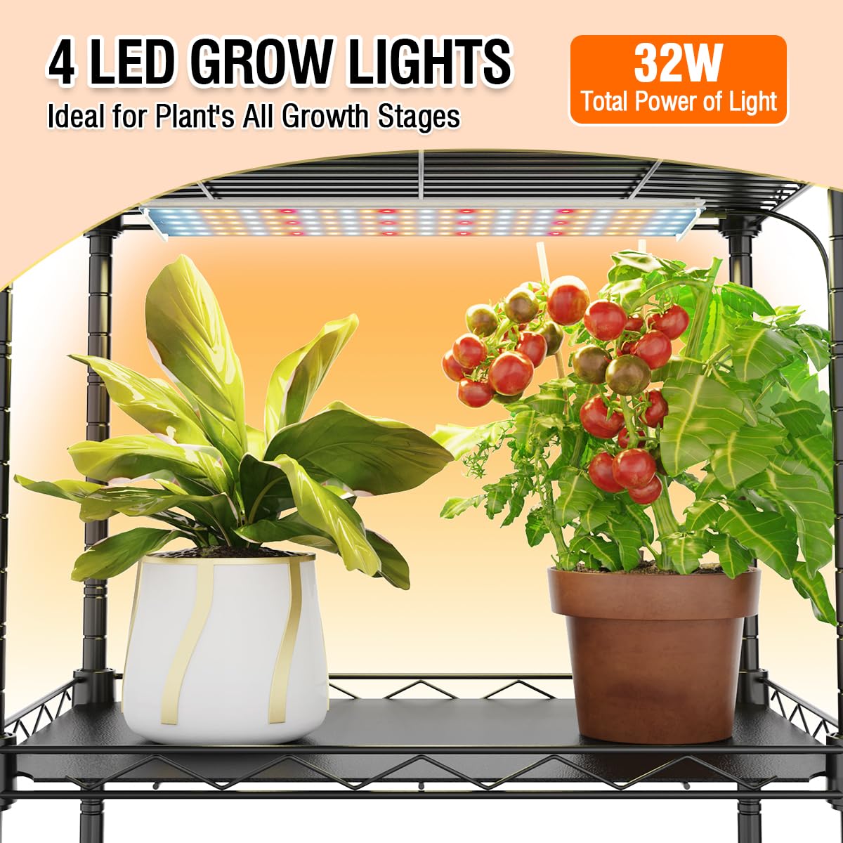 CUVERC Mini Indoor Greenhouse with Grow Light & PVC Cover Portable Small Greenhouse with Shelves Adjustable 5 Tier Metal Plant Stand with Grow Light for Indoor Plants, Seed Starting,16.5"x11.4"x56.3"