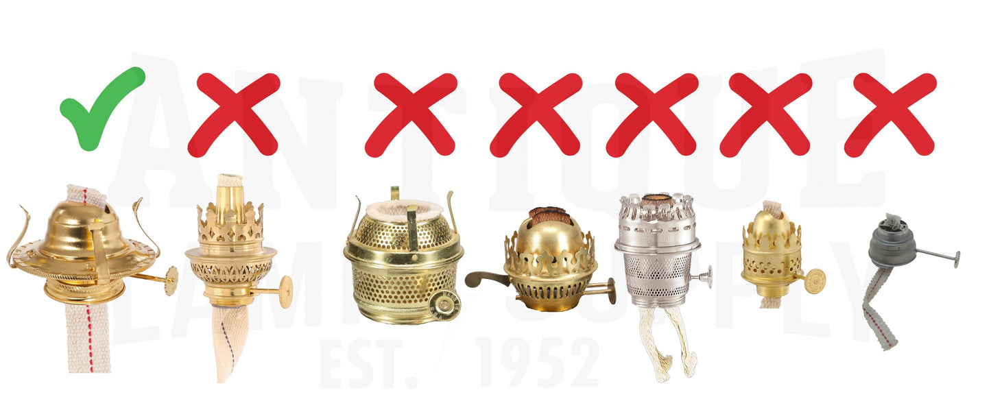 B&P Lamp Replacement Oil and Kerosene Lamp #2 Size Brass Plated Burner with Reduction Collar and Cotton Lamp Wick | Fits Vintage Oil Lamps | Holds a 3 Inch Base Chimney
